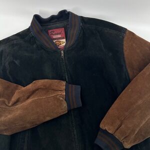 Vintage Reed Leather Sportswear Bomber Jacket XXL Distressed Varsity Brown Black